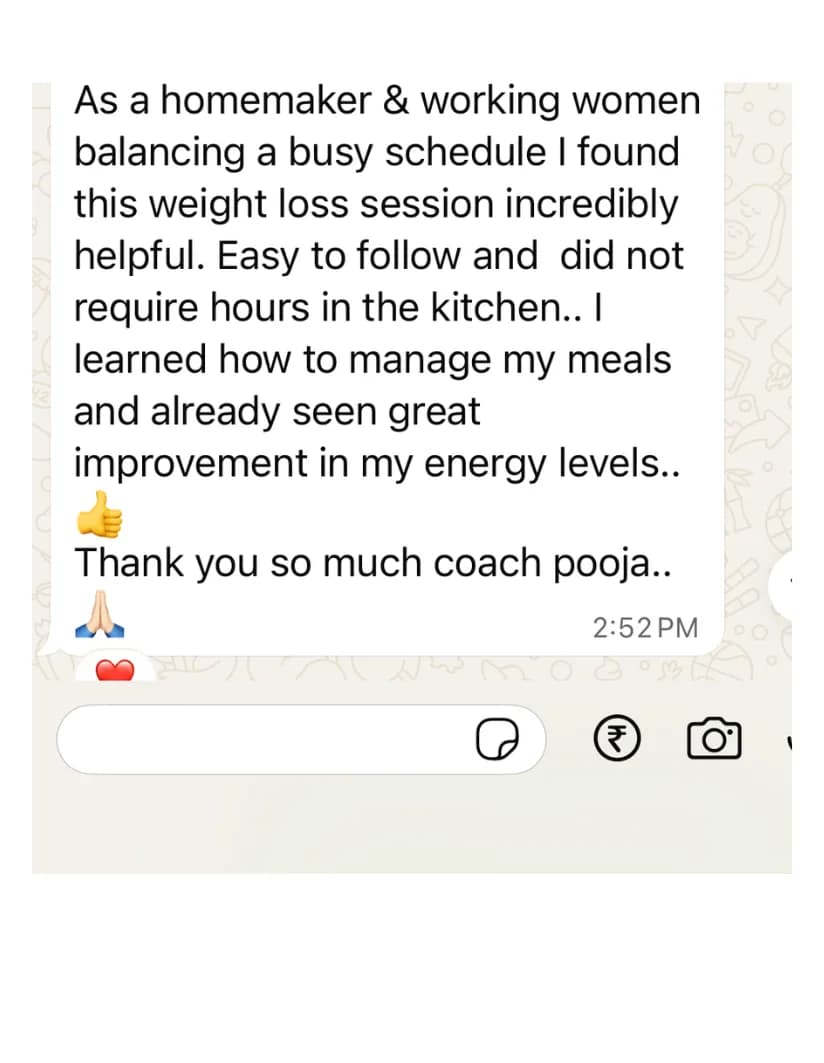 Rupali's original WhatsApp message to coach Pooja