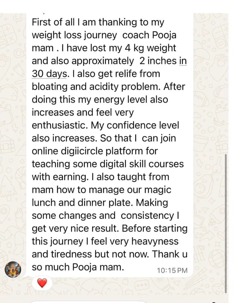 Trupti's original WhatsApp message to coach Pooja